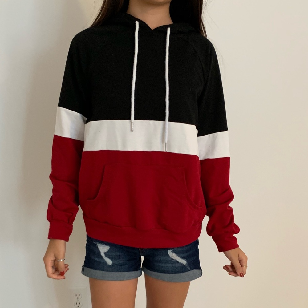 tricolor hooded sweatshirt